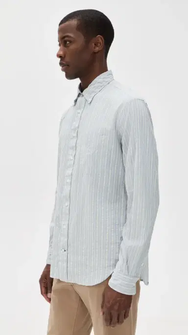 Gitman Vintage Japanese Dobby Stripe Shirt Blue | Thumbnail 4 Gitman Vintage Japanese Dobby Stripe Shirt Blue | Thumbnail 4
