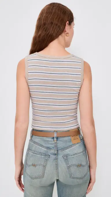 ENZA COSTA Cotton Stripe Classic U Tank Wheat/White L | Thumbnail 3 ENZA COSTA Cotton Stripe Classic U Tank Wheat/White L | Thumbnail 3