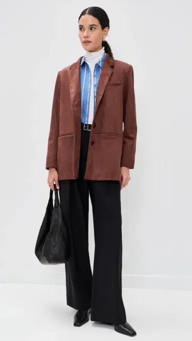 LE BOP Blair Faux Suede Oversized Blazer Cappuccino | Thumbnail 5 LE BOP Blair Faux Suede Oversized Blazer Cappuccino | Thumbnail 5