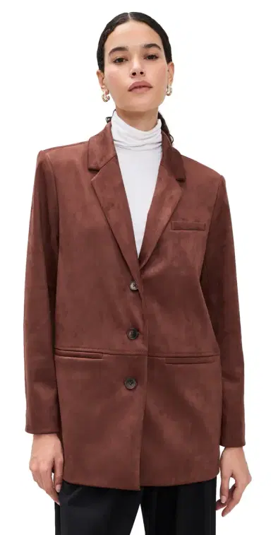 LE BOP Blair Faux Suede Oversized Blazer Cappuccino | Thumbnail 1 LE BOP Blair Faux Suede Oversized Blazer Cappuccino | Thumbnail 1