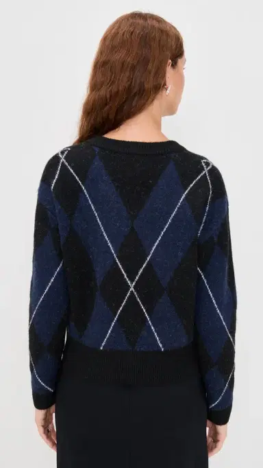 LE BOP Rae Arglye V Neck Sweater Navy Combo | Thumbnail 3 LE BOP Rae Arglye V Neck Sweater Navy Combo | Thumbnail 3
