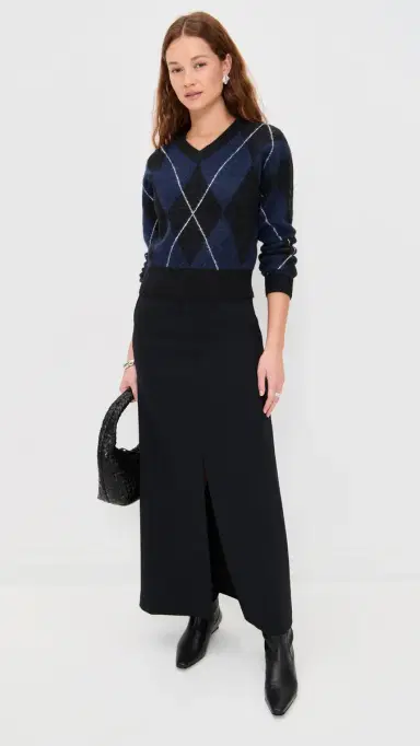LE BOP Rae Arglye V Neck Sweater Navy Combo | Thumbnail 5 LE BOP Rae Arglye V Neck Sweater Navy Combo | Thumbnail 5