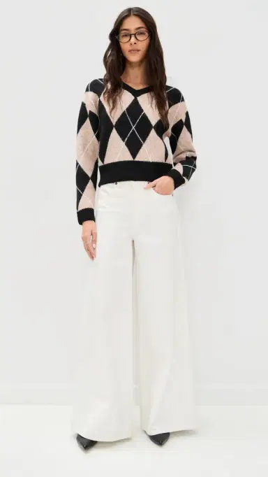 LE BOP Rae Arglye V Neck Sweater Oatmeal Combo | Thumbnail 5 LE BOP Rae Arglye V Neck Sweater Oatmeal Combo | Thumbnail 5