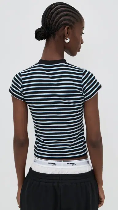 Hommegirls Homme Girls x Fruit of the Loom Striped Baby Tee Black Blue Stripe | Thumbnail 3 Hommegirls Homme Girls x Fruit of the Loom Striped Baby Tee Black Blue Stripe | Thumbnail 3