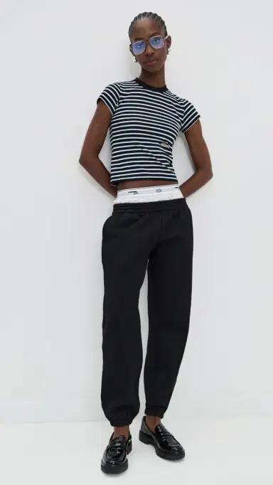 Hommegirls Homme Girls x Fruit of the Loom Striped Baby Tee Black Blue Stripe | Thumbnail 5 Hommegirls Homme Girls x Fruit of the Loom Striped Baby Tee Black Blue Stripe | Thumbnail 5