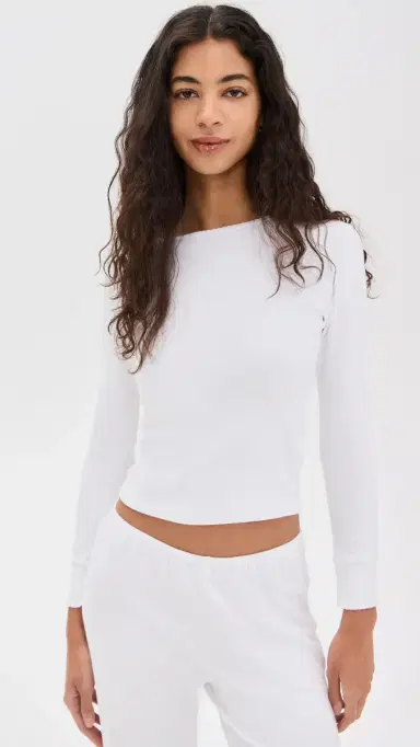 DONNI. The Baby Rib Scallop ong Sleeve Powder | Thumbnail 2 DONNI. The Baby Rib Scallop ong Sleeve Powder | Thumbnail 2