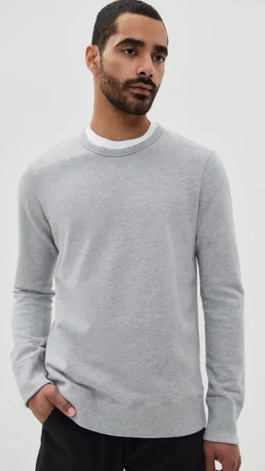 REIGNING CHAMP Mid-Weight Terry Slim Crew Neck Hgrey | Thumbnail 2 REIGNING CHAMP Mid-Weight Terry Slim Crew Neck Hgrey | Thumbnail 2