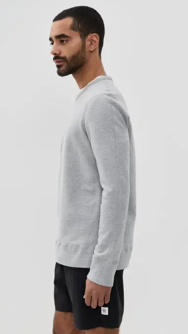 REIGNING CHAMP Mid-Weight Terry Slim Crew Neck Hgrey | Thumbnail 4 REIGNING CHAMP Mid-Weight Terry Slim Crew Neck Hgrey | Thumbnail 4