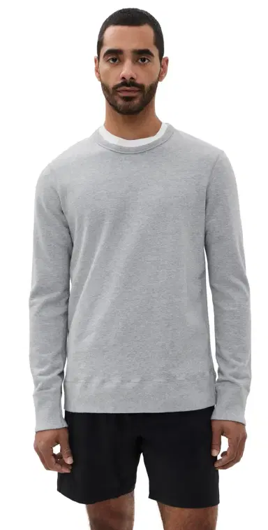 REIGNING CHAMP Mid-Weight Terry Slim Crew Neck Hgrey | Thumbnail 1 REIGNING CHAMP Mid-Weight Terry Slim Crew Neck Hgrey | Thumbnail 1