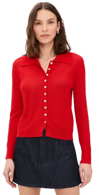 Lioness Chalet Long Sleeve Collared Top Crimson | Thumbnail 1 Lioness Chalet Long Sleeve Collared Top Crimson | Thumbnail 1