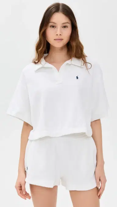 Polo Ralph Lauren Terry Collar Shirt & Shorts Set White | Thumbnail 3 Polo Ralph Lauren Terry Collar Shirt & Shorts Set White | Thumbnail 3