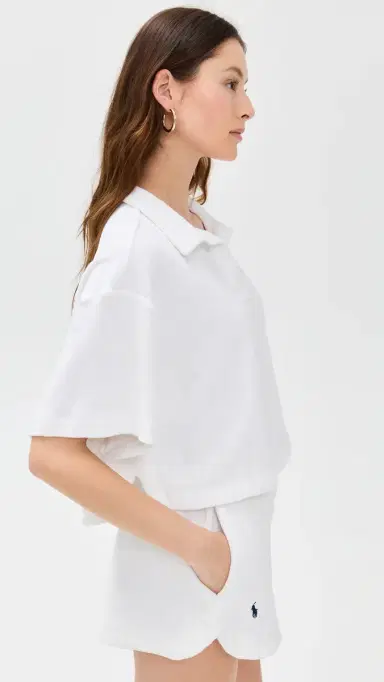 Polo Ralph Lauren Terry Collar Shirt & Shorts Set White | Thumbnail 5 Polo Ralph Lauren Terry Collar Shirt & Shorts Set White | Thumbnail 5