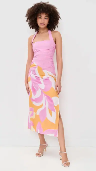 Seven Wonders Evie Halter Ruched idi Dress Amoree Orange | Thumbnail 2 Seven Wonders Evie Halter Ruched idi Dress Amoree Orange | Thumbnail 2