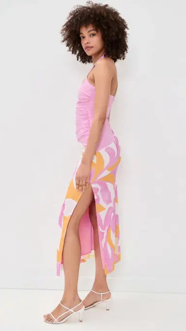 Seven Wonders Evie Halter Ruched idi Dress Amoree Orange | Thumbnail 4 Seven Wonders Evie Halter Ruched idi Dress Amoree Orange | Thumbnail 4