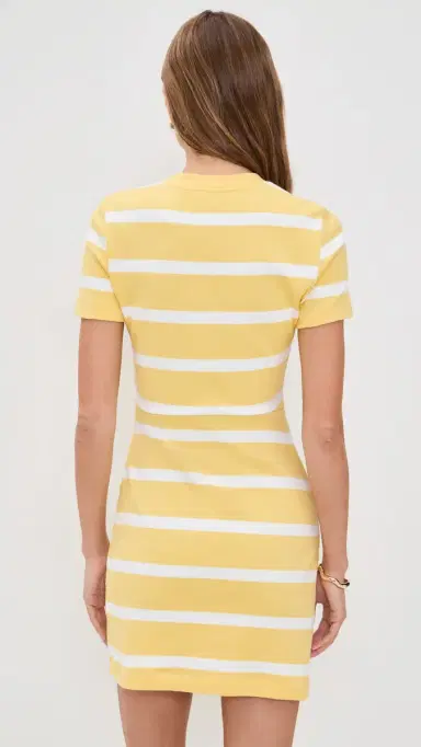 Tanya Taylor Short Short Sleeve Cody Dress emon Meringue/White Wide Stripe | Thumbnail 3 Tanya Taylor Short Short Sleeve Cody Dress emon Meringue/White Wide Stripe | Thumbnail 3