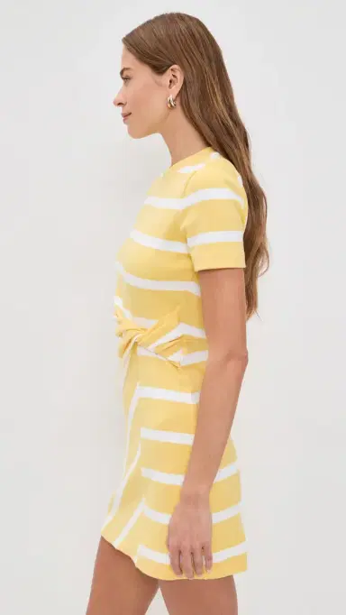 Tanya Taylor Short Short Sleeve Cody Dress emon Meringue/White Wide Stripe | Thumbnail 4 Tanya Taylor Short Short Sleeve Cody Dress emon Meringue/White Wide Stripe | Thumbnail 4