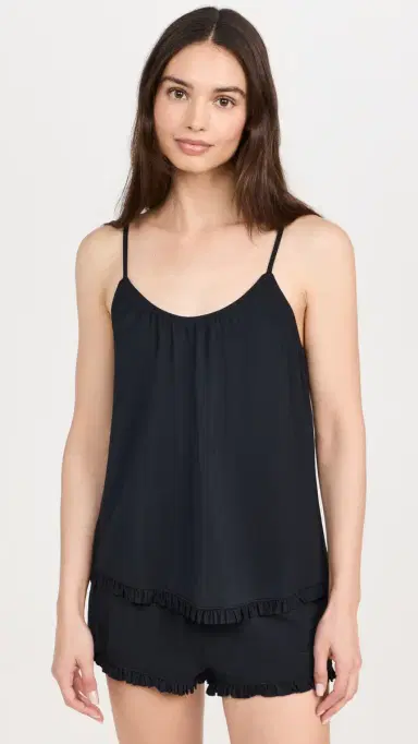 Eberjey Gisele TENCEL Modal Ruffle Cami & hortie Short et Black | Thumbnail 2 Eberjey Gisele TENCEL Modal Ruffle Cami & hortie Short et Black | Thumbnail 2