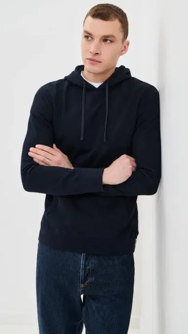REIGNING CHAMP Midweight Terry Slim Hoodie Navy | Thumbnail 2 REIGNING CHAMP Midweight Terry Slim Hoodie Navy | Thumbnail 2