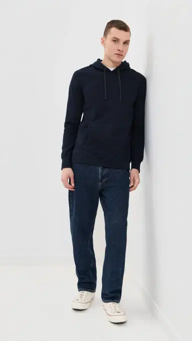 REIGNING CHAMP Midweight Terry Slim Hoodie Navy | Thumbnail 5 REIGNING CHAMP Midweight Terry Slim Hoodie Navy | Thumbnail 5