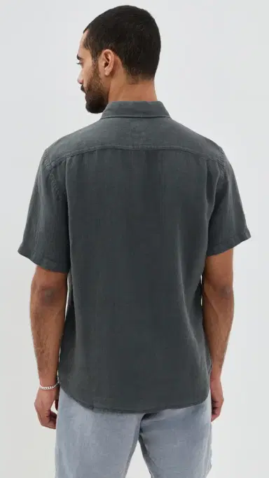 Faherty Palma Basketweave Linen Shirt Washed Black | Thumbnail 3 Faherty Palma Basketweave Linen Shirt Washed Black | Thumbnail 3