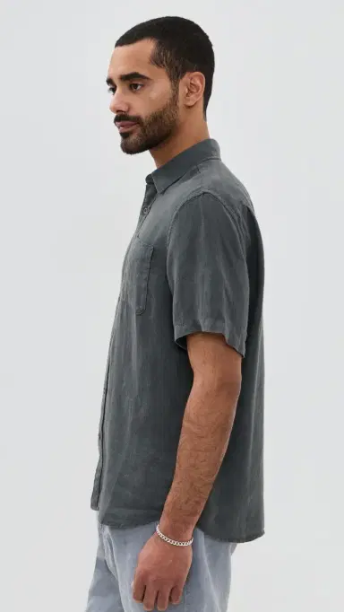 Faherty Palma Basketweave Linen Shirt Washed Black | Thumbnail 4 Faherty Palma Basketweave Linen Shirt Washed Black | Thumbnail 4