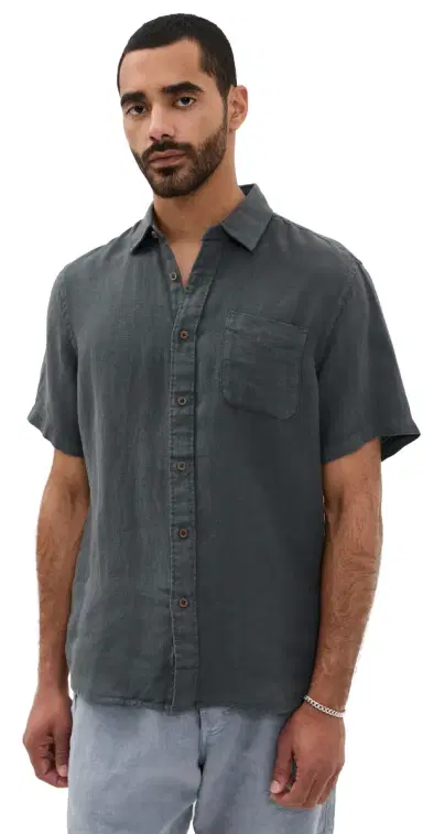 Faherty Palma Basketweave Linen Shirt Washed Black | Thumbnail 1 Faherty Palma Basketweave Linen Shirt Washed Black | Thumbnail 1