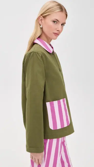 Lisa Says Gah Dalston Jacket Green/Rose tripe | Thumbnail 4 Lisa Says Gah Dalston Jacket Green/Rose tripe | Thumbnail 4