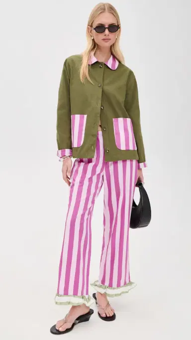 Lisa Says Gah Dalston Jacket Green/Rose tripe | Thumbnail 5 Lisa Says Gah Dalston Jacket Green/Rose tripe | Thumbnail 5