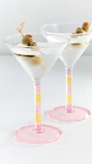 FAZEEK Stripe Martini Glass Set of 2 Pink/Amber One Size | Thumbnail 3 FAZEEK Stripe Martini Glass Set of 2 Pink/Amber One Size | Thumbnail 3