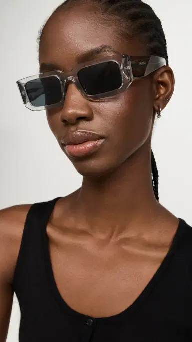 Prada Rectangular Sunglasses Transparent Grey One Size | Thumbnail 3 Prada Rectangular Sunglasses Transparent Grey One Size | Thumbnail 3