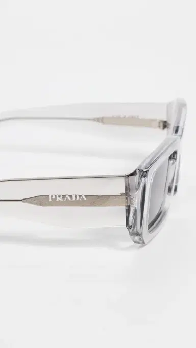 Prada Rectangular Sunglasses Transparent Grey One Size | Thumbnail 5 Prada Rectangular Sunglasses Transparent Grey One Size | Thumbnail 5
