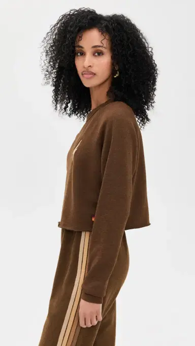 Aviator Nation Bolt Rugby titch Cropped Crew Sweatshirt Chocolate/Espresso | Thumbnail 4 Aviator Nation Bolt Rugby titch Cropped Crew Sweatshirt Chocolate/Espresso | Thumbnail 4
