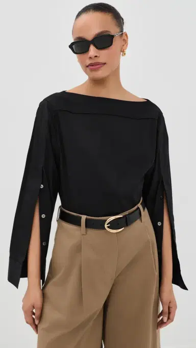 Theory Boat Neck Blouse Black | Thumbnail 2 Theory Boat Neck Blouse Black | Thumbnail 2