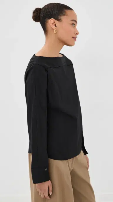 Theory Boat Neck Blouse Black | Thumbnail 4 Theory Boat Neck Blouse Black | Thumbnail 4