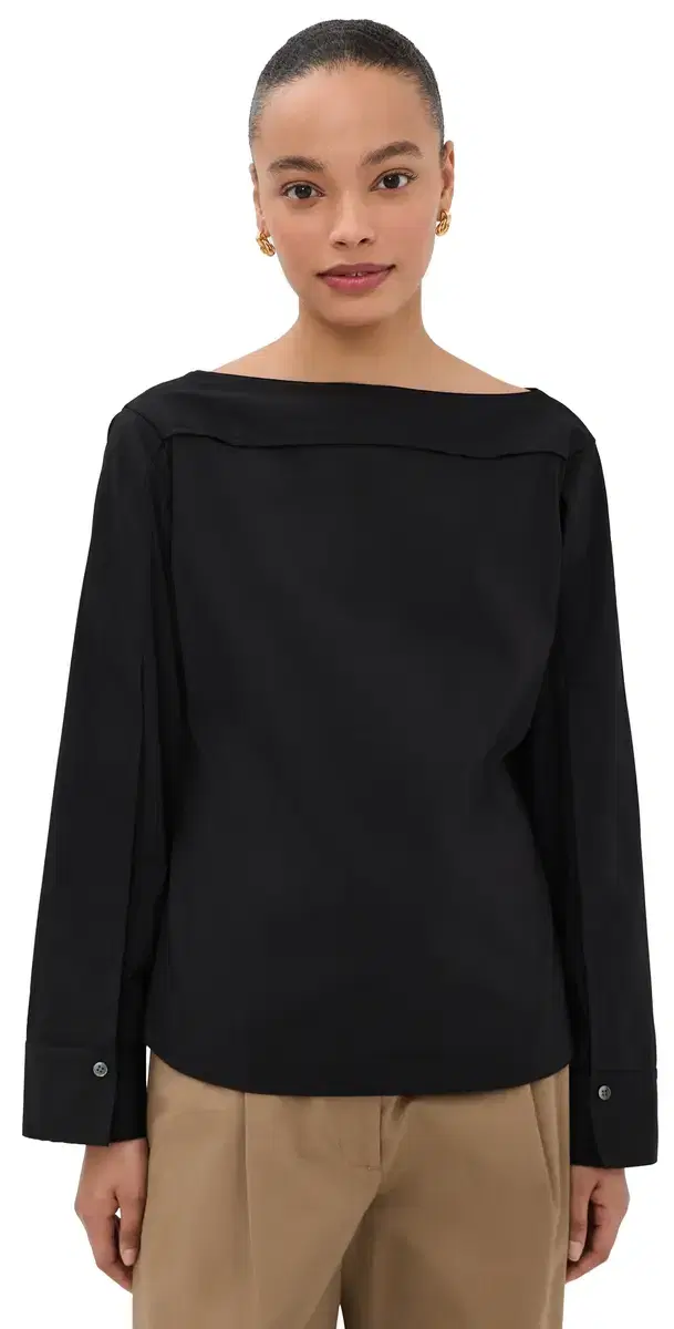 Boat Neck Blouse Black Boat Neck Blouse Black