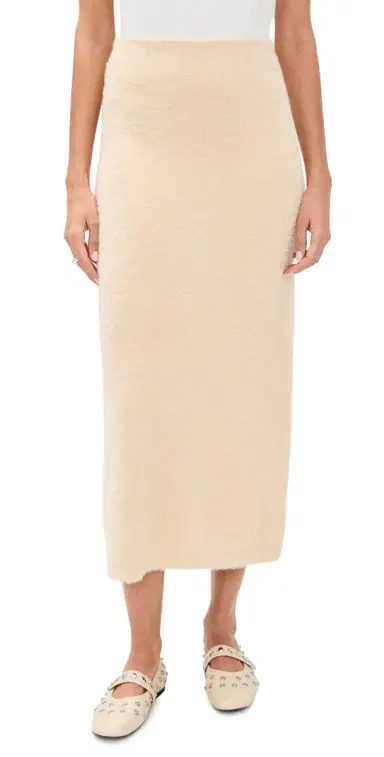LE BOP Fuzzy Midi Skirt Oyster | Thumbnail 1 LE BOP Fuzzy Midi Skirt Oyster | Thumbnail 1