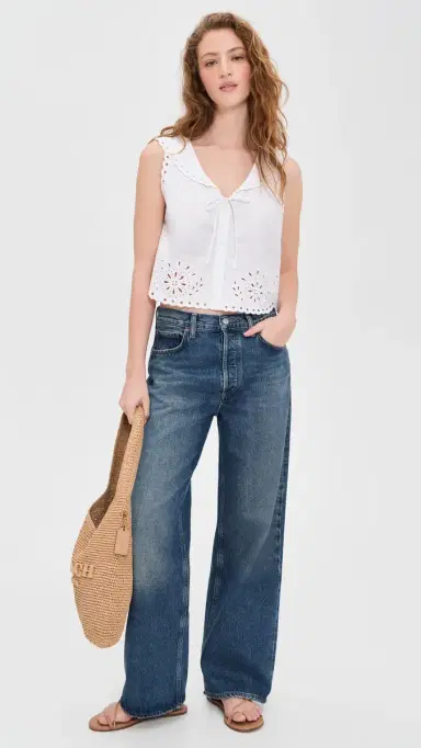 Le Jean Embroidered Eyelet Sailor Top White | Thumbnail 5 Le Jean Embroidered Eyelet Sailor Top White | Thumbnail 5