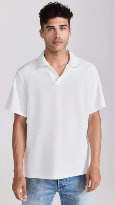 FRAME Short Sleeve Jacquard Polo Off White | Thumbnail 2 FRAME Short Sleeve Jacquard Polo Off White | Thumbnail 2