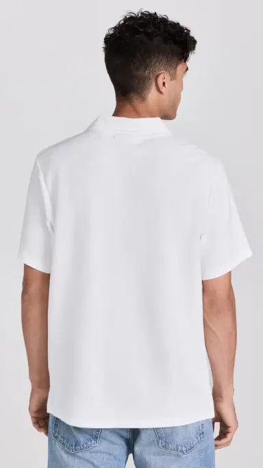 FRAME Short Sleeve Jacquard Polo Off White | Thumbnail 3 FRAME Short Sleeve Jacquard Polo Off White | Thumbnail 3