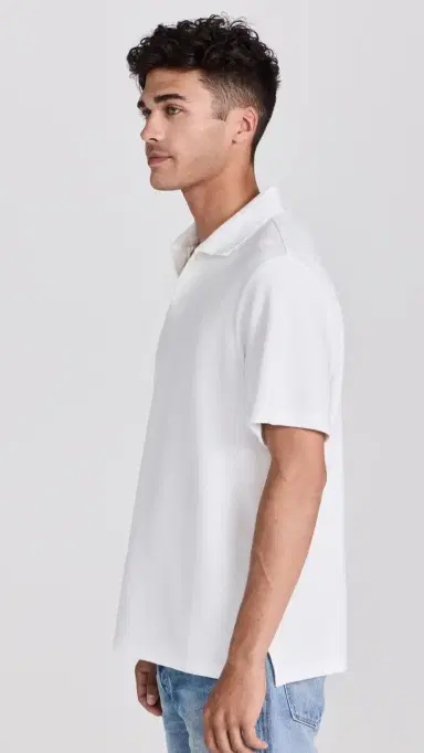 FRAME Short Sleeve Jacquard Polo Off White | Thumbnail 4 FRAME Short Sleeve Jacquard Polo Off White | Thumbnail 4