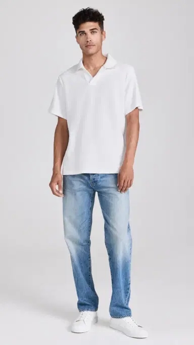 FRAME Short Sleeve Jacquard Polo Off White | Thumbnail 5 FRAME Short Sleeve Jacquard Polo Off White | Thumbnail 5