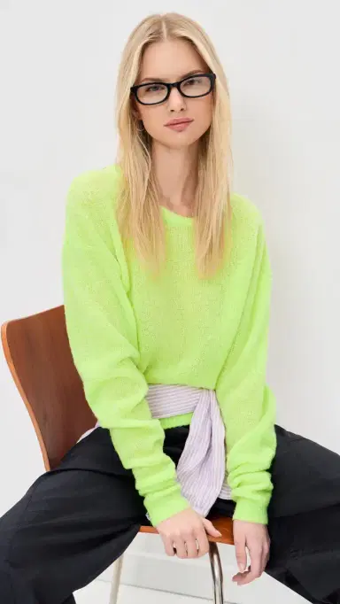 American Vintage Lightweight Wool weater Citronnade Fluo Chine | Thumbnail 2 American Vintage Lightweight Wool weater Citronnade Fluo Chine | Thumbnail 2