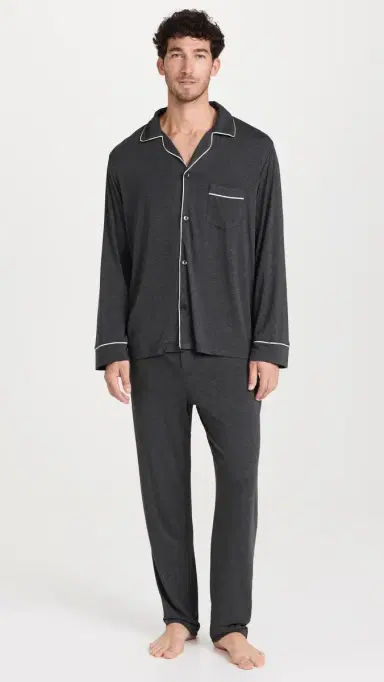 Eberjey William Modal ong Pajamas Set Charcoal Heather/ | Thumbnail 2 Eberjey William Modal ong Pajamas Set Charcoal Heather/ | Thumbnail 2