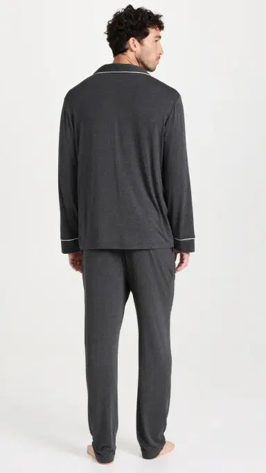 Eberjey William Modal ong Pajamas Set Charcoal Heather/ | Thumbnail 3 Eberjey William Modal ong Pajamas Set Charcoal Heather/ | Thumbnail 3