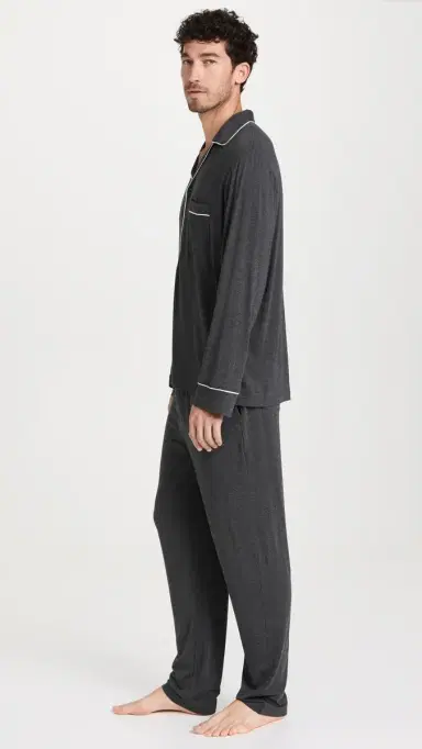 Eberjey William Modal ong Pajamas Set Charcoal Heather/ | Thumbnail 4 Eberjey William Modal ong Pajamas Set Charcoal Heather/ | Thumbnail 4