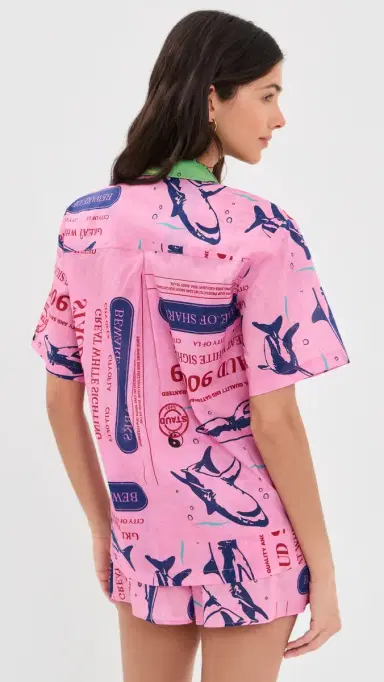 Staud Kei Shirt Parcel Print Pink M | Thumbnail 3 Staud Kei Shirt Parcel Print Pink M | Thumbnail 3
