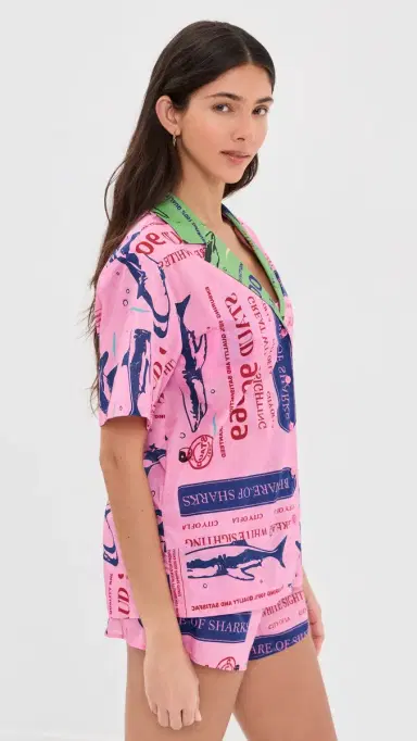 Staud Kei Shirt Parcel Print Pink M | Thumbnail 4 Staud Kei Shirt Parcel Print Pink M | Thumbnail 4