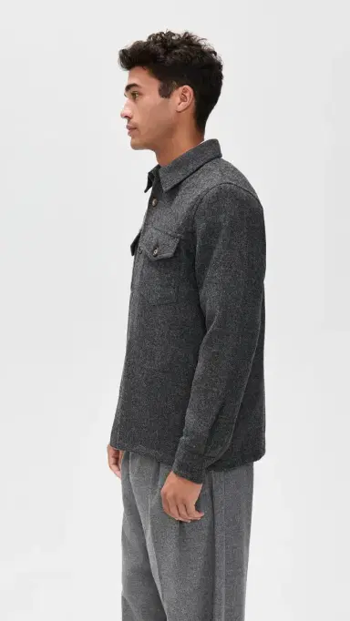 Portuguese Flannel Wool Field hirt Jacket Grey | Thumbnail 4 Portuguese Flannel Wool Field hirt Jacket Grey | Thumbnail 4