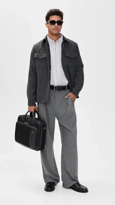 Portuguese Flannel Wool Field hirt Jacket Grey | Thumbnail 5 Portuguese Flannel Wool Field hirt Jacket Grey | Thumbnail 5