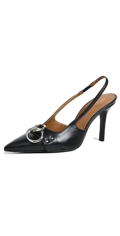 R13 Sling Back Heels with Ring Black 38 | Thumbnail 1 R13 Sling Back Heels with Ring Black 38 | Thumbnail 1